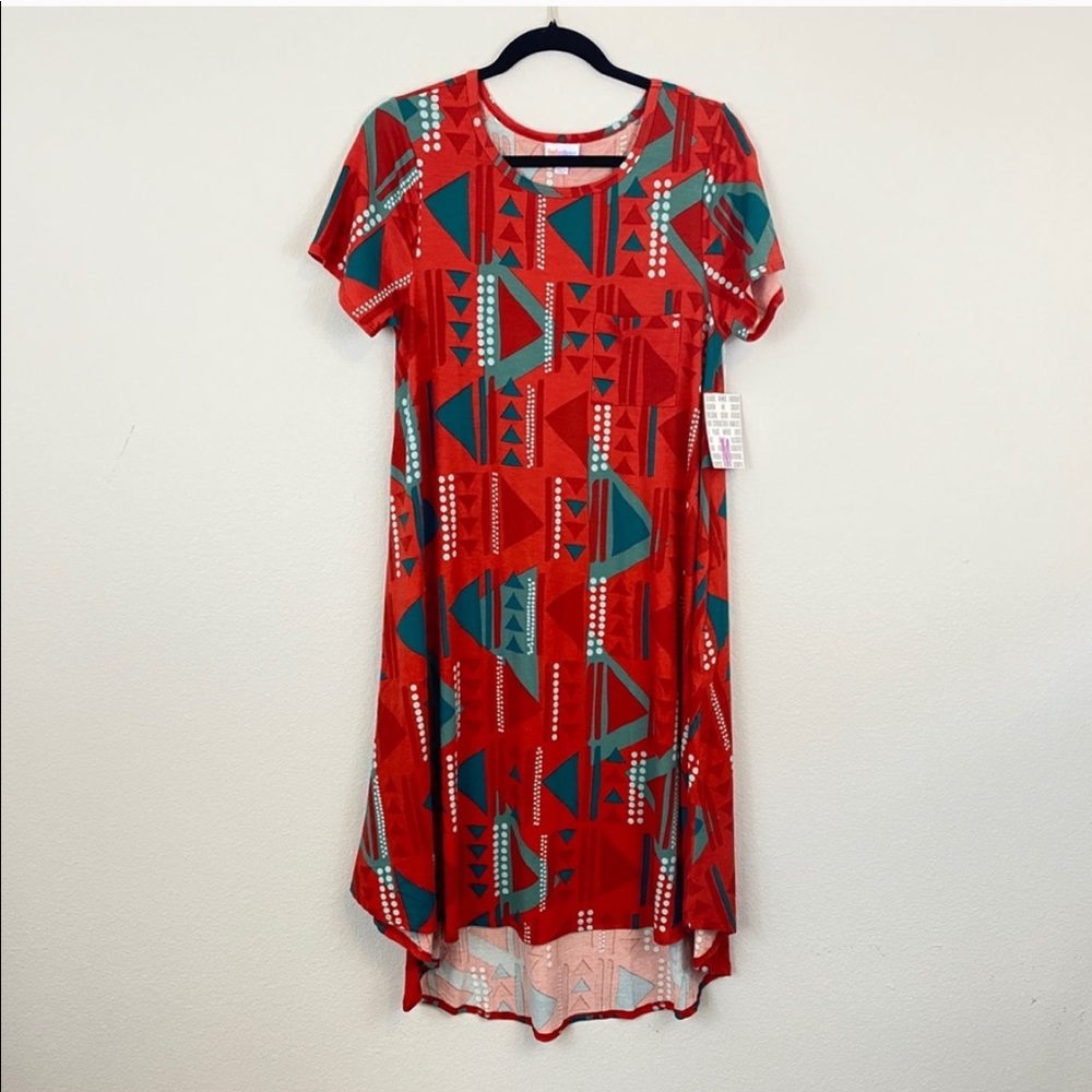 NWT LulaRoe red abstract Carly dress Medium